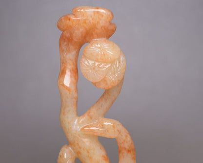 Collection Chinese Hetian Jade Carving Pine Crane Statue Nice Sculpture Art Work