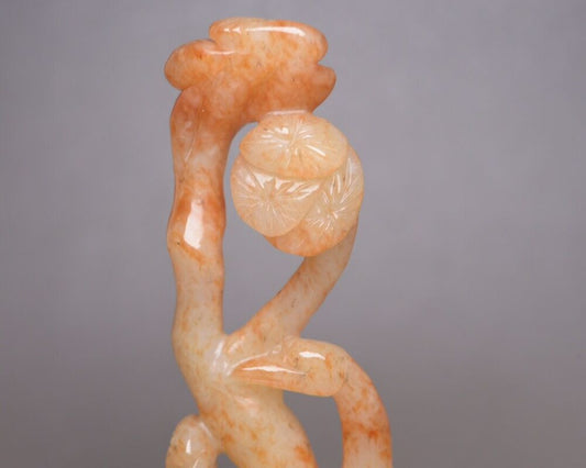 Collection Chinese Hetian Jade Carving Pine Crane Statue Nice Sculpture Art Work