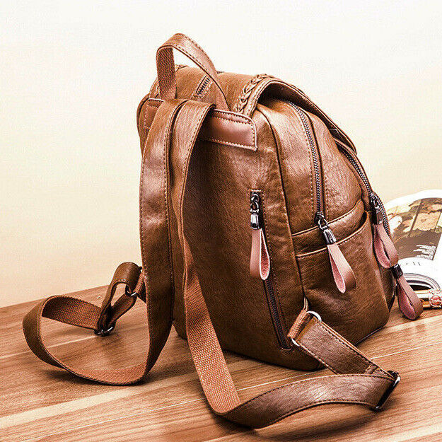 Soft Lambskin Genuine Leather Women's Backpack Shoulder School Bag Retro Rucksac