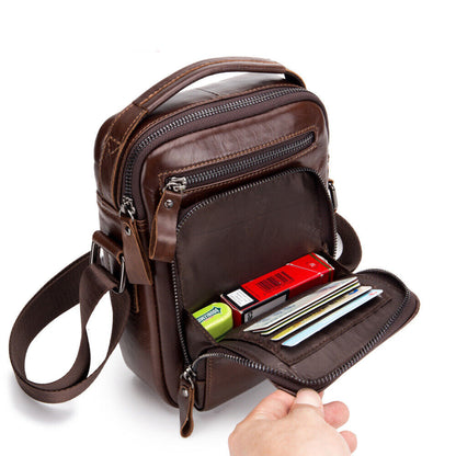 100% Genuine Leather Men's Messenger/Shoulder Bag 8" Handbags Crossbody Bags