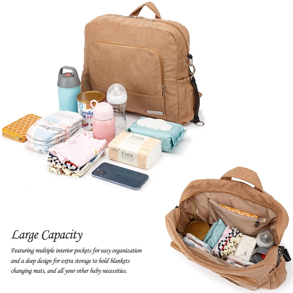 Corduroy Diaper Backpack Mom Nappy Changing Bag Baby Care Winter New Diaper Bags