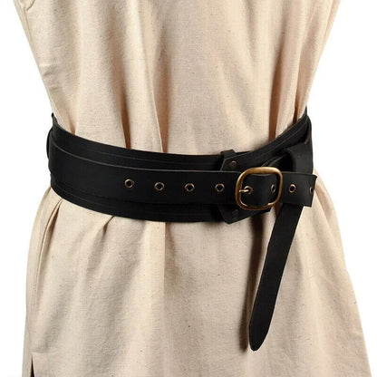Women Belts PU Leather Vintage Knight Gothic Medieval Buckles Costume Waistbands