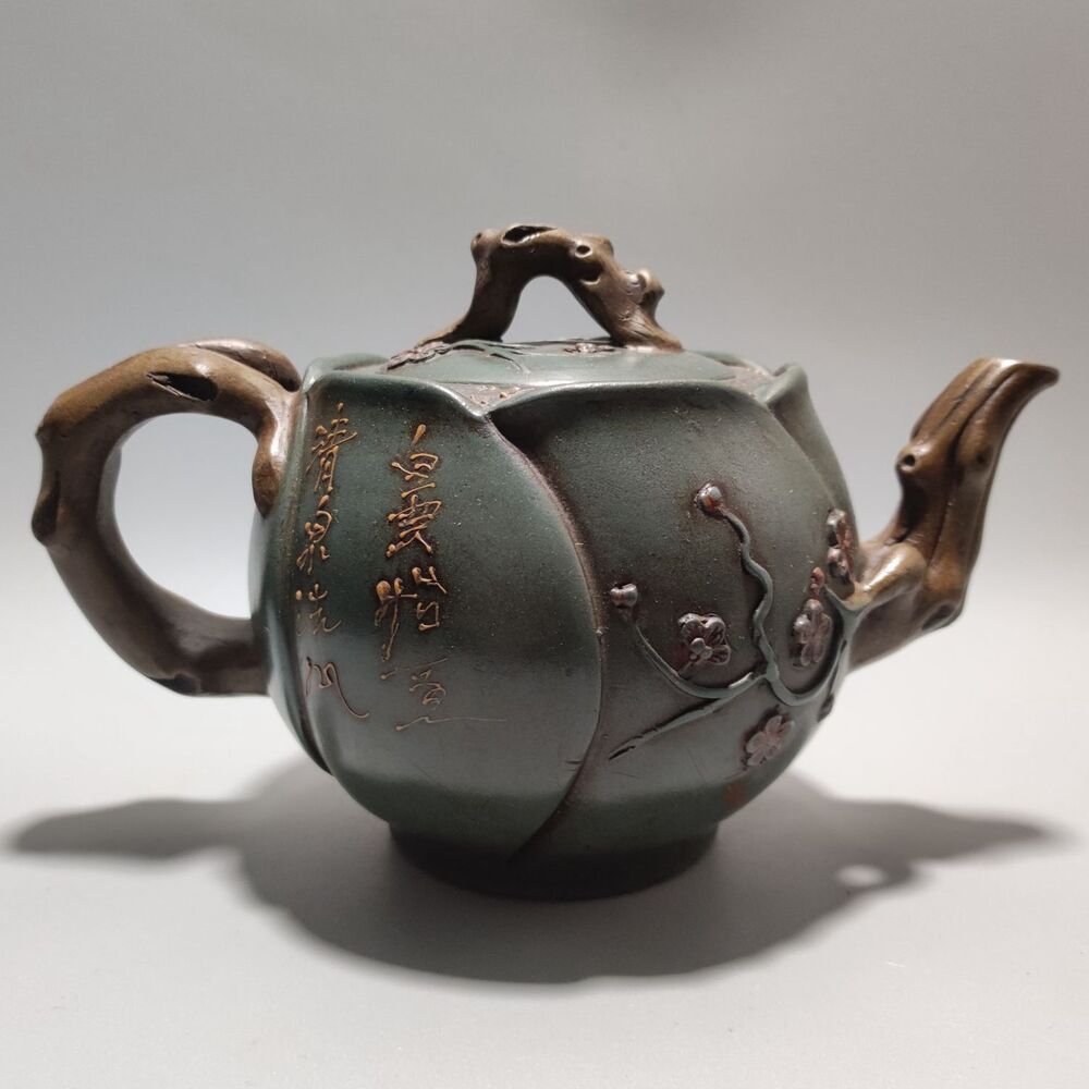 Vintage Chinese Yixing Purple Clay Teapot Zisha Ceramic Peach Blossom Tea Set