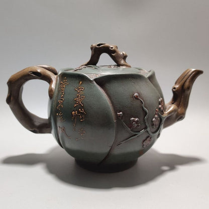 Vintage Chinese Yixing Purple Clay Teapot Zisha Ceramic Peach Blossom Tea Set