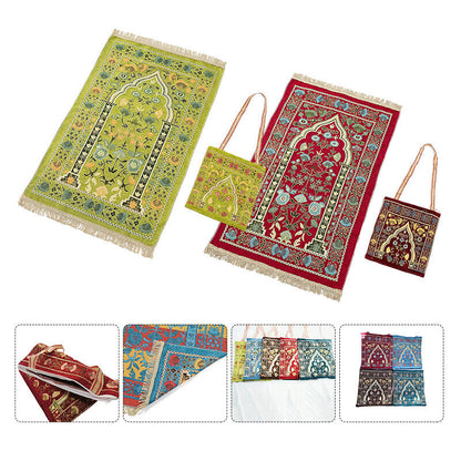 Pilgrimage Carpet Muslim Rug With Bag Kneeling Liturgical Blanket Worship Mat