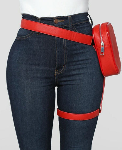 Fashion Women Waist Leg Belt Leather Cool Girl Bag Fanny Pack For Outdoor