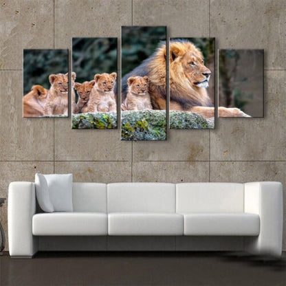 Lion Family Wildlife Animal 5 Pcs Canvas Wall Art Painting Poster Home Decor