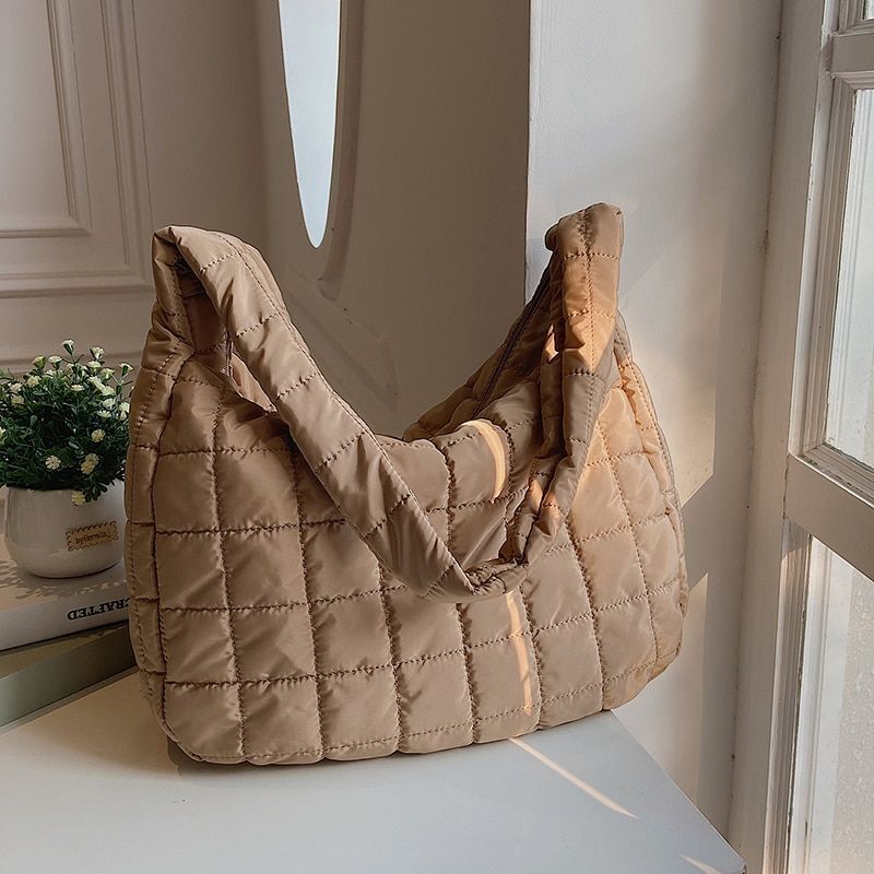 High Quality Cotton Feather Down Shoulder Bag Winter Handbags Tote Messenger Bag