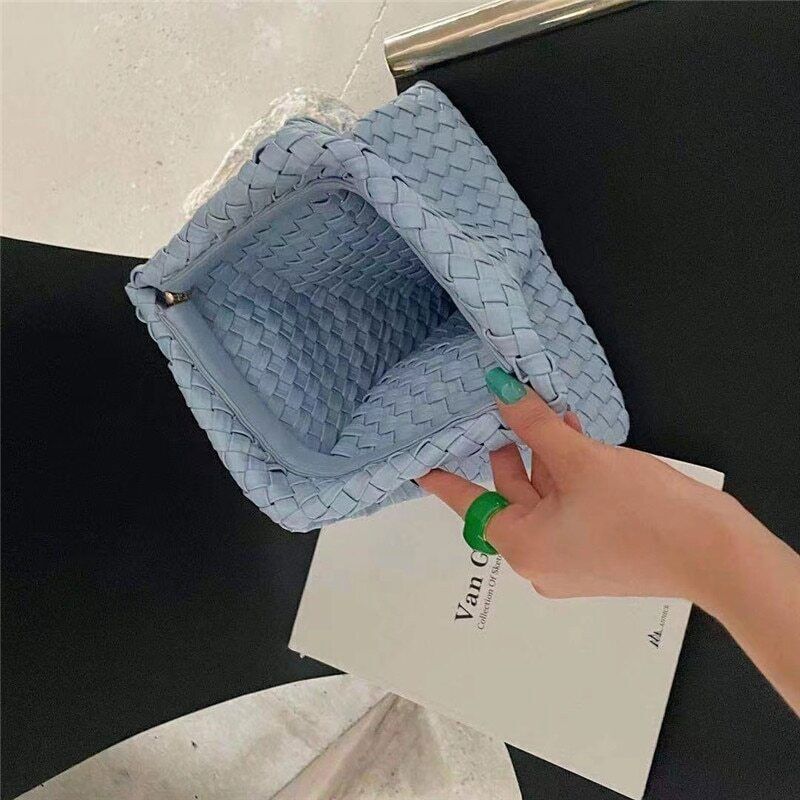Tassel Clucth Bags Women Leather Woven Lady Handbags Bag Large Party Female