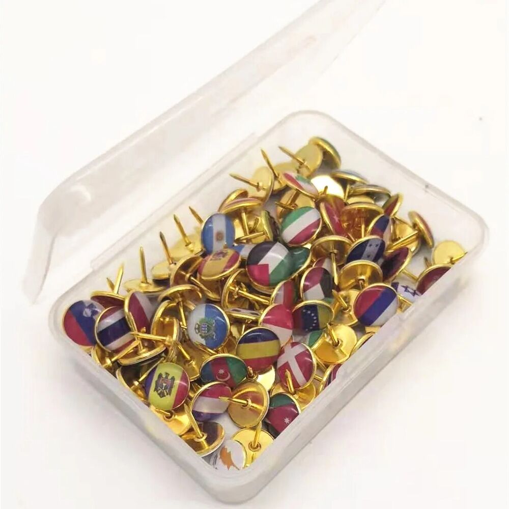 Board Marker Thumbtack 194Pcs Different Countries Map Tacks Nation Flag Pushpins