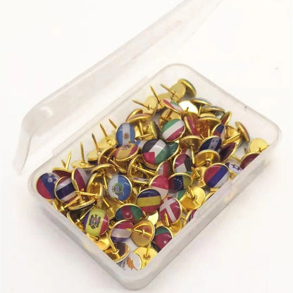 Board Marker Thumbtack 194Pcs Different Countries Map Tacks Nation Flag Pushpins