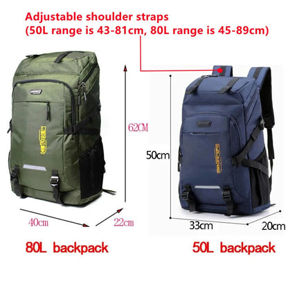 80L 50L Men's Backpack Travel Sports Hiking Backpack School Bag Pack Women