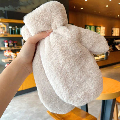 Women Thicken Plush Gloves Solid Color Soft Fluffy Girls Winter Hand Warmer Mitt