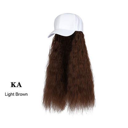 Baseball Cap Wig Kinky Straight Hat Synthetic Hair Wigs Natural Adjustable Hat