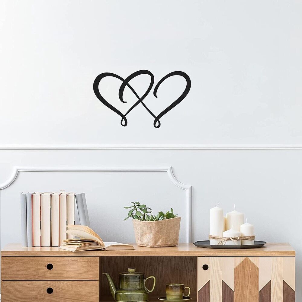Metal Wall Art - Double Heart Artwork Wall Stickers Shape Decoration Home Decor