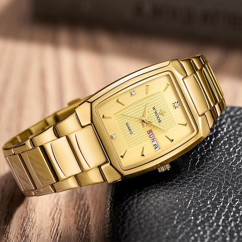 Nuevo Reloj De Color Dorado Para Hombre - Cuarzo De Lujo - Acero Inoxidable