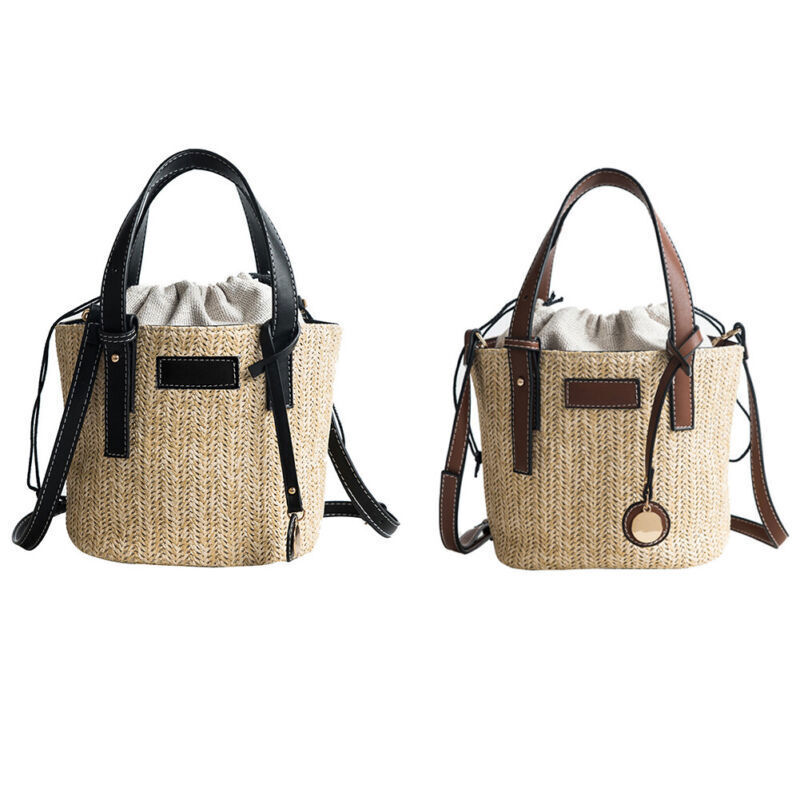 Summer Beach Straw Simple Portable Bucket Small Bag Out Fashion Bag New