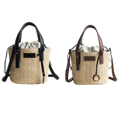 Summer Beach Straw Simple Portable Bucket Small Bag Out Fashion Bag New