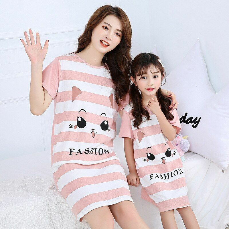 Sleepwear Mother Daughter Girl Dresses Kids Family Matching Clothes Baby Pajamas