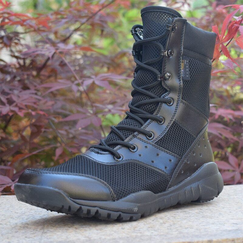 Men's Work Shoes Light Men Military Army Boots Lace Up Tactical Boot Mesh Boots