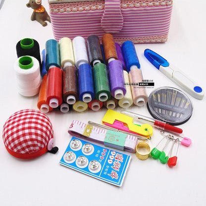Sewing Tool Kits Multifunction Needles Tape Scissor Threads Home Storage Box Set
