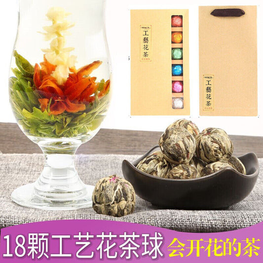 18pcs Handmade Blooming Tea Flowers Blooming Flower Tea Balls Green Tea Gift Box