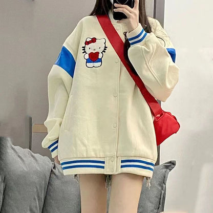 Japanese Hello Kitty cute embroidered ladies jacket baseball suit loose spring