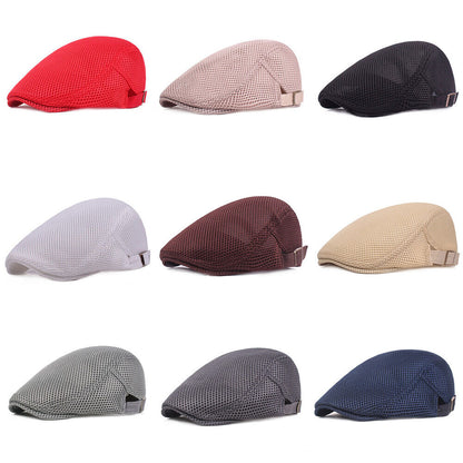 Unisex Casual Beret Hat Flat Cap Breathable Mesh Cap Newsboy Style Adjustable