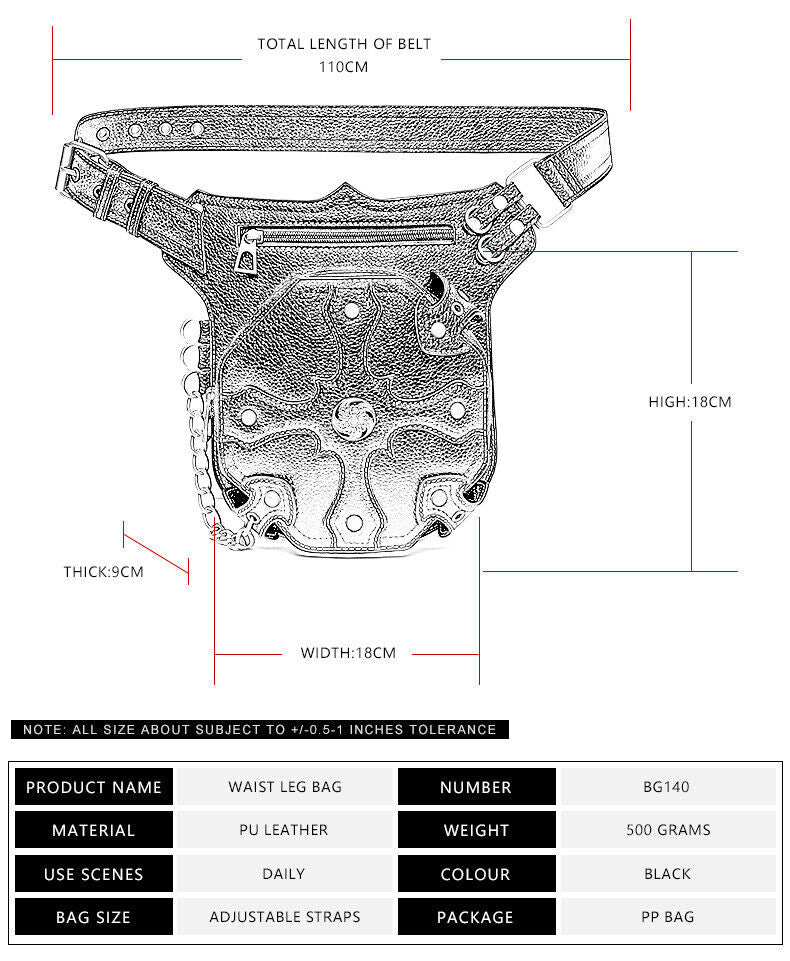 Lady's Leather Leg Drop Belt Bag Punk Rock Motorcycle Thigh Hip Waist Fanny Pack