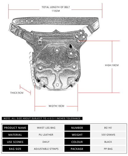 Lady's Leather Leg Drop Belt Bag Punk Rock Motorcycle Thigh Hip Waist Fanny Pack