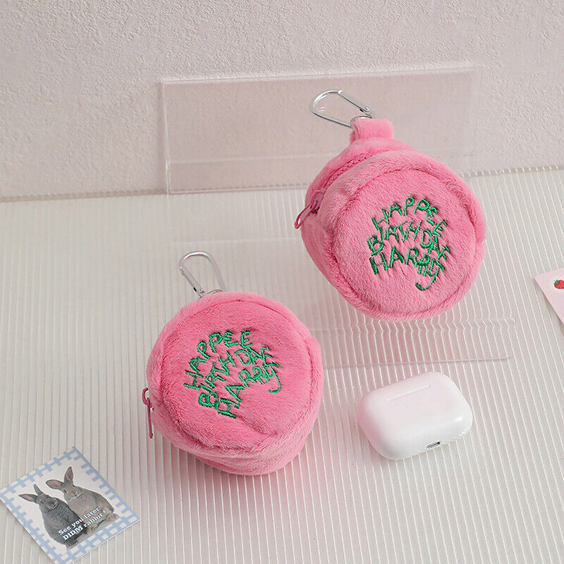 Plush Cake Bag Pink Mini Coin Potters Purse Earphone Cord Storage Bag