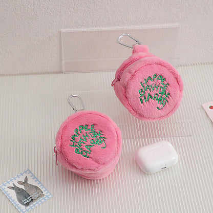 Plush Cake Bag Pink Mini Coin Potters Purse Earphone Cord Storage Bag