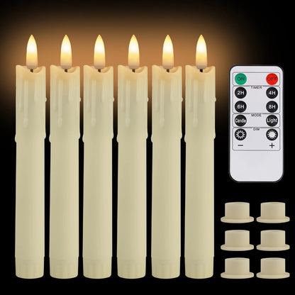 6/12/24PCs Flameless Flickering Taper Candles with Remote Battery Operated