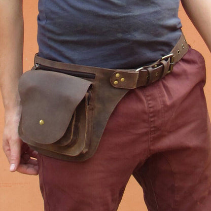 Medieval Faux Leather Waist Bag Steampunk Hip Pocket Outdoor Travelling