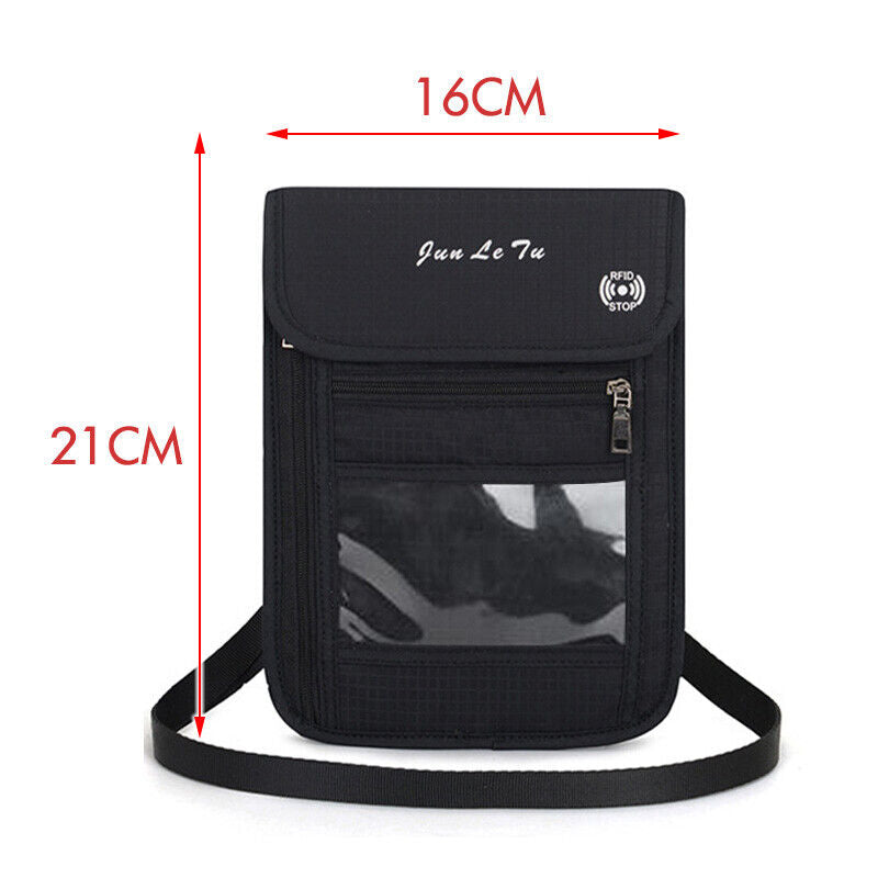 RFID Blocking Passport Holder Travel Wallet Bag Anti-theft Security Neck Pouch