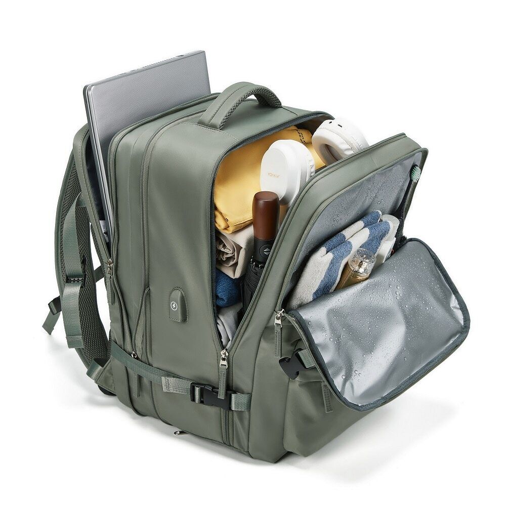 Women Travel Backpack 16 Inch 39L USB Charging Backpack Shoe Bag Hiking Backpack