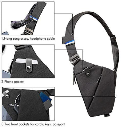 NIID-FINO NEO Sling Bag Anti-theft Crossbody Shoulder Right Hand, F2-black