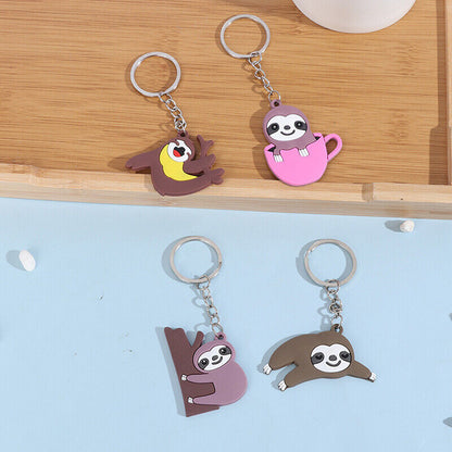 DIY PVC Sloth Keychain Key Rings Holder Key Chain Gift Jewelry Bag Phone Decor!