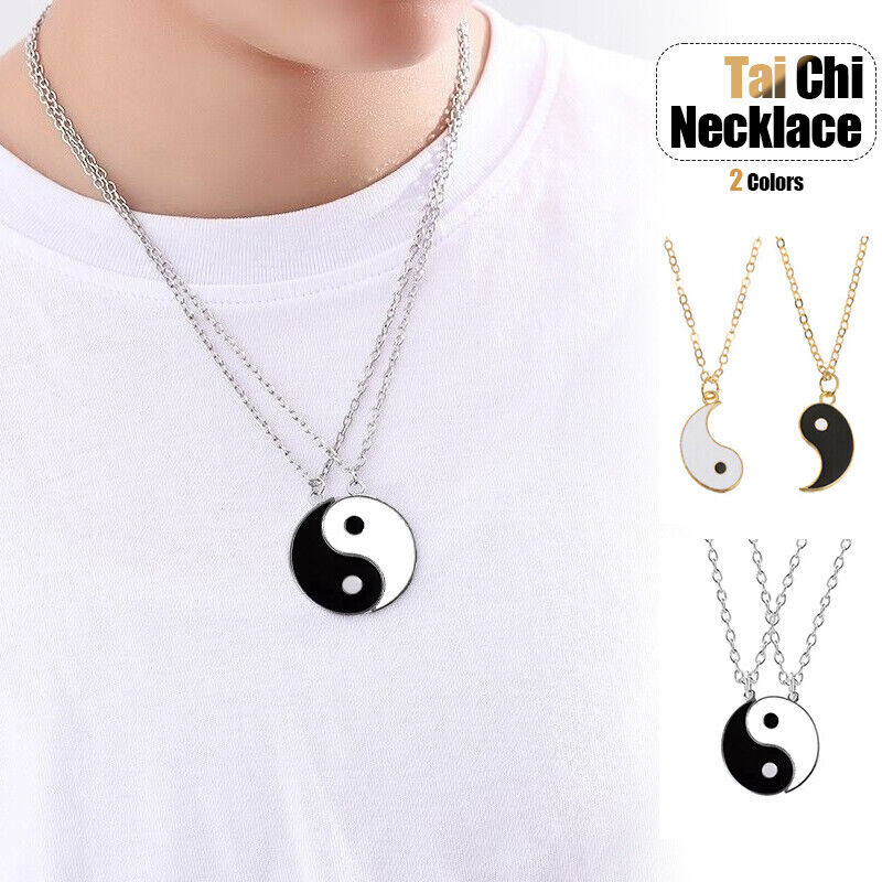 Best Friends Matching Necklace Tai Chi Bagua Yin Yang Pendant Couple Necklace