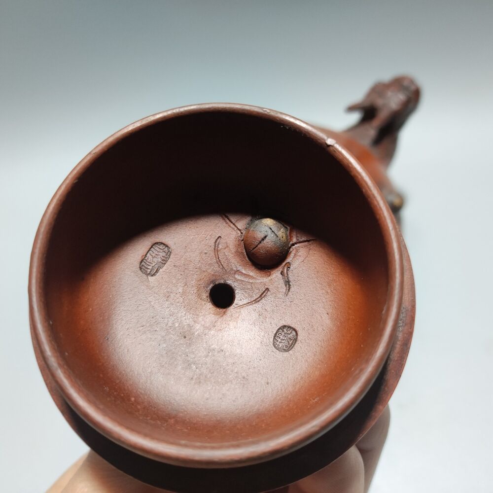 Vintage Chinese Yixing Purple Clay Teapot Zisha Ceremony Carving Collectible Art