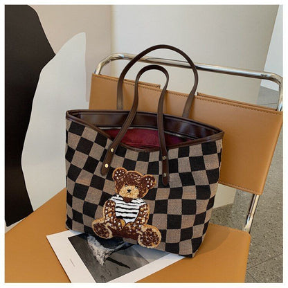 Cartoon Bear Shoulder Bag Large Handbag Tote Bag Luxury Purse 40*25*12 CM 0.3 KG