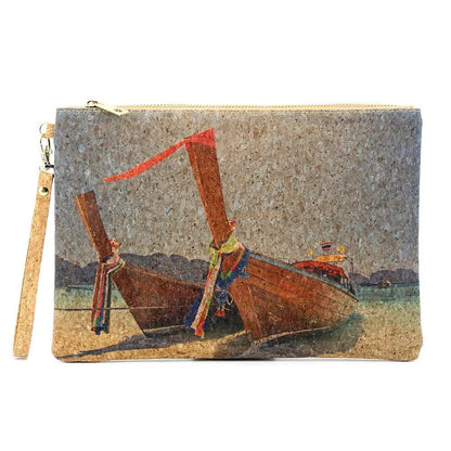 Natural Portugal Cork Handbag Clutch Sea Beach Boat Bags Wooden Purse Polyester