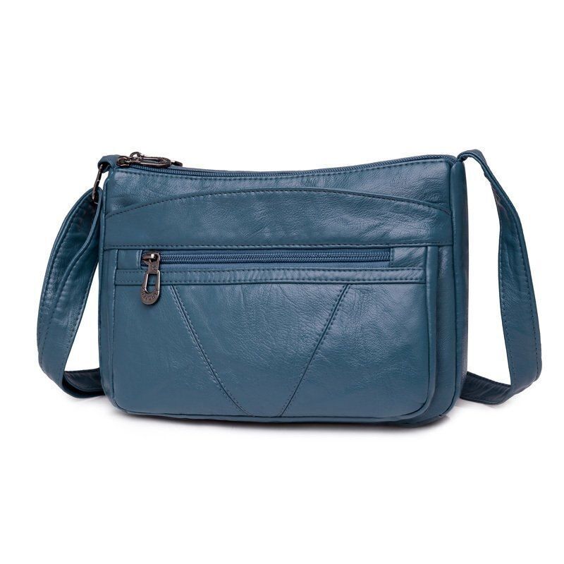 Vintage Handbag Purse Synthetic Leather Shoulder Bag Pockets Crossbody Bags Blue