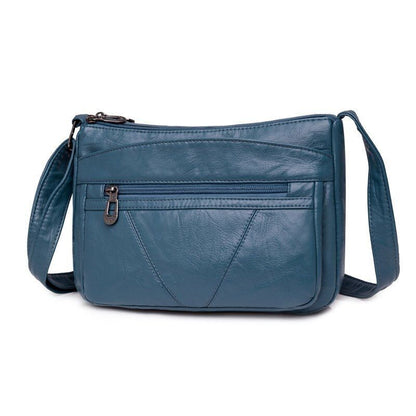Vintage Handbag Purse Synthetic Leather Shoulder Bag Pockets Crossbody Bags Blue