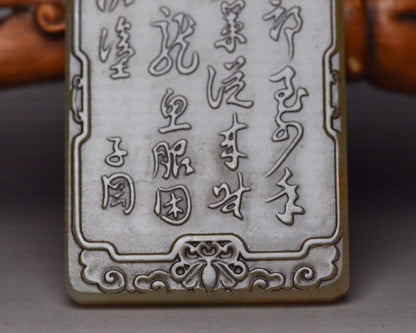 Chinese Natural Hetian Jade Carved Figure Story Statue Jade Pendant Jewelry Rare