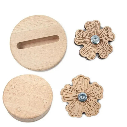 Thread Cutters Wooden Flower Daisy Desktop Carving DIY Cross Stitch Sewing Tools