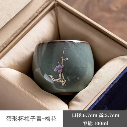 Guan Kiln Iron Tire Ceramic Tea Cup Cup TeaCups Gracked Glaze Split Ice Tea Gift