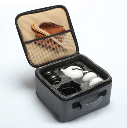 Travel tea set set portable bag ceramic express cup one pot two or four cups sim