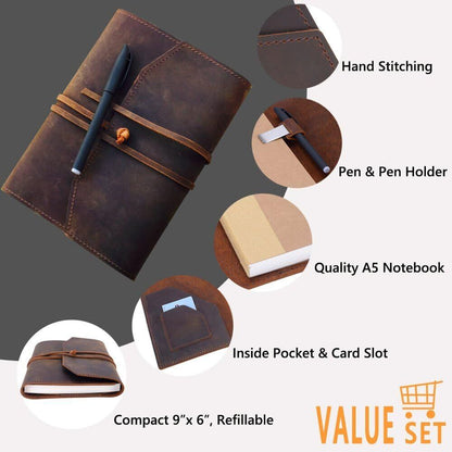Handmade Refillable Leather Journal Writing Notebook Bound Diary Art Sketchbook