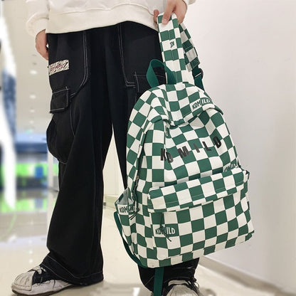 Backpack Large Students Schoolbag Stripe Style Fashionable Waterproof Polyester